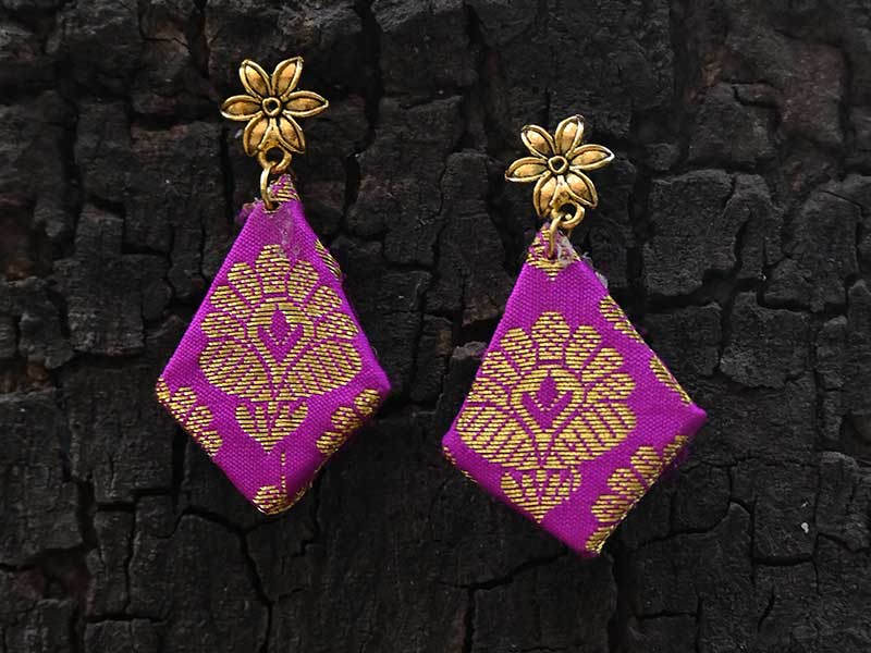 Buy Estele Rhodium Plated Kundan Drop Earrings with Pearl & Purple Enamel  for Women Online